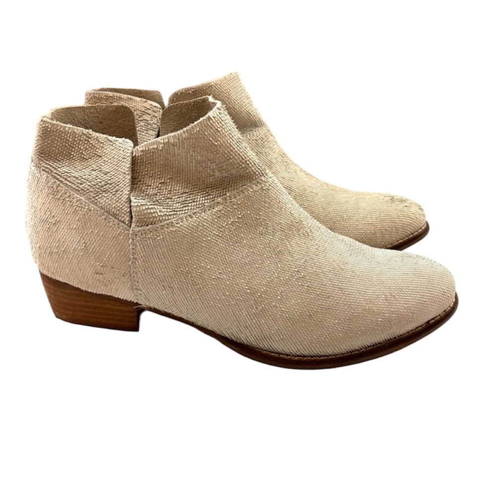 Seychelles Cream Towel‎ Leather SuedeTexture Almond Toe Zip Ankle Booties (9)